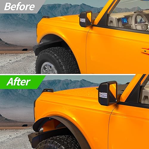 Miniatura 3 de OEDRO Parachoques delantero y trasero y guardabarros compatibles con Ford Bronco 24 puertas 2021-2023 juego de 4 guardabarros planos todoterreno y