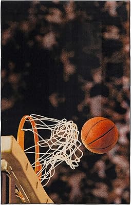 Mohawk Home Kids Sports Playroom Area Rug, Basketball Hoop Beige (5' x 8')