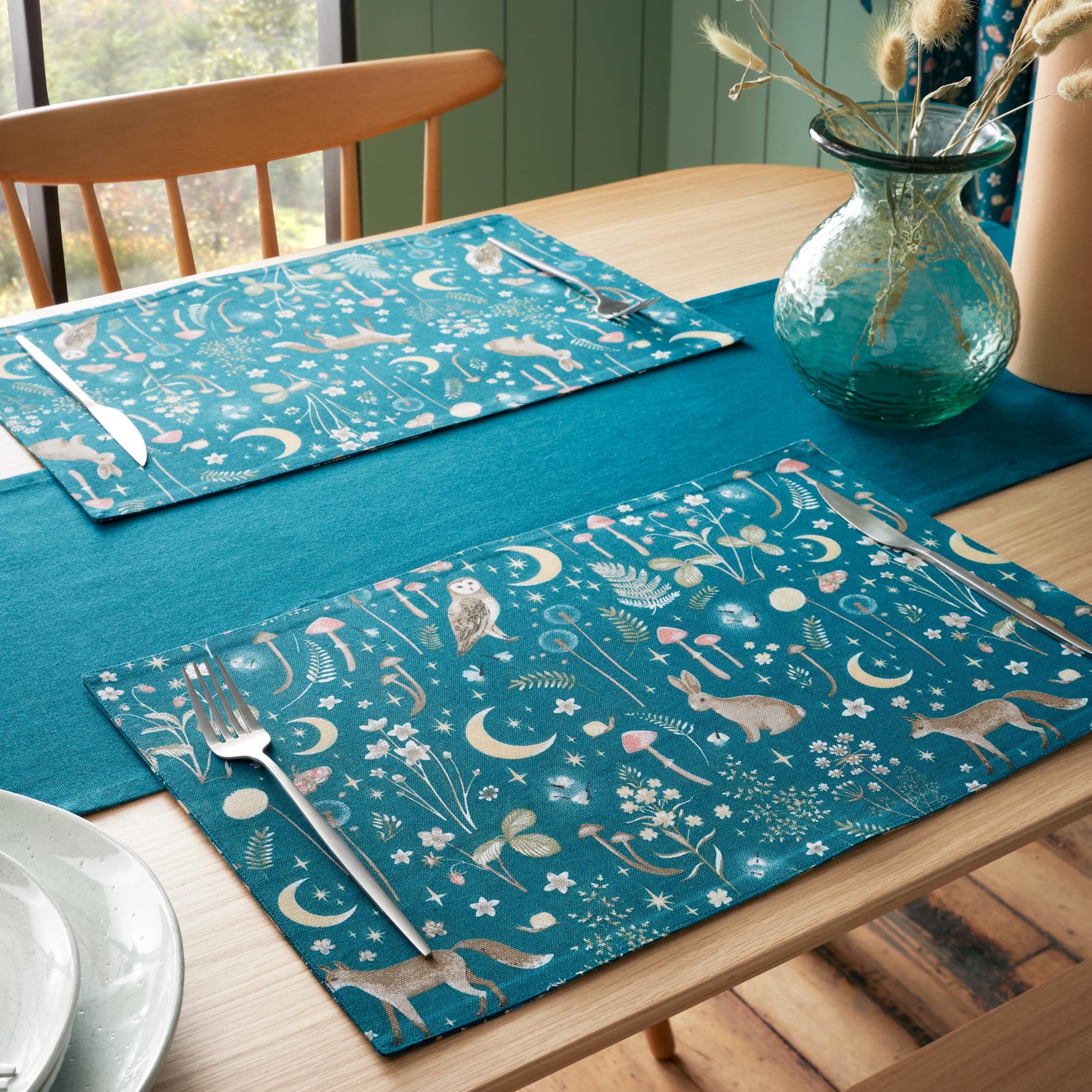 Catherine Lansfield Enchanted Twilight Animals Dining Placemat 4 Pack Green