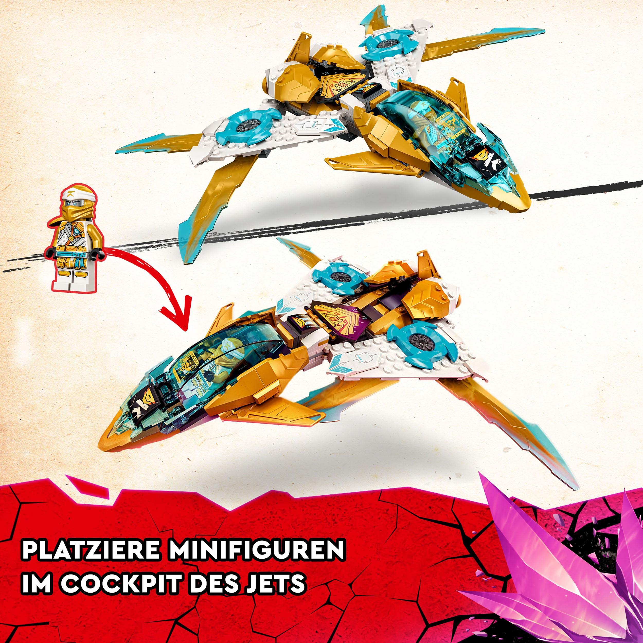 LEGO 71770 Ninjago Zanes Golddrachen Jet Set mit Spielzeug Flugzeug und Cole und Zane Minifiguren, tolles Geschenk zum Geburtstag für Kinder ab 7 Jahre, Mehrfarbig