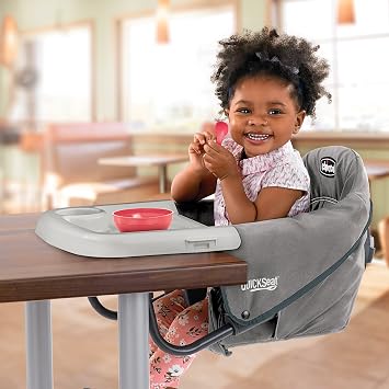 Chicco QuickSeat Hook-On Chair, Portable High Chair for Babies and Toddlers, for Children up to 37 lbs., Travel-Friendly, Graphite/Grey