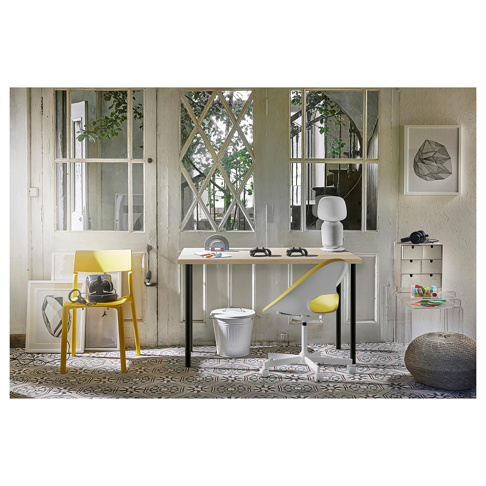IKEA LAGKAPTEN/ADILS Bureau 120x60 cm Effet Chêne Teinté Blanc/Noir
