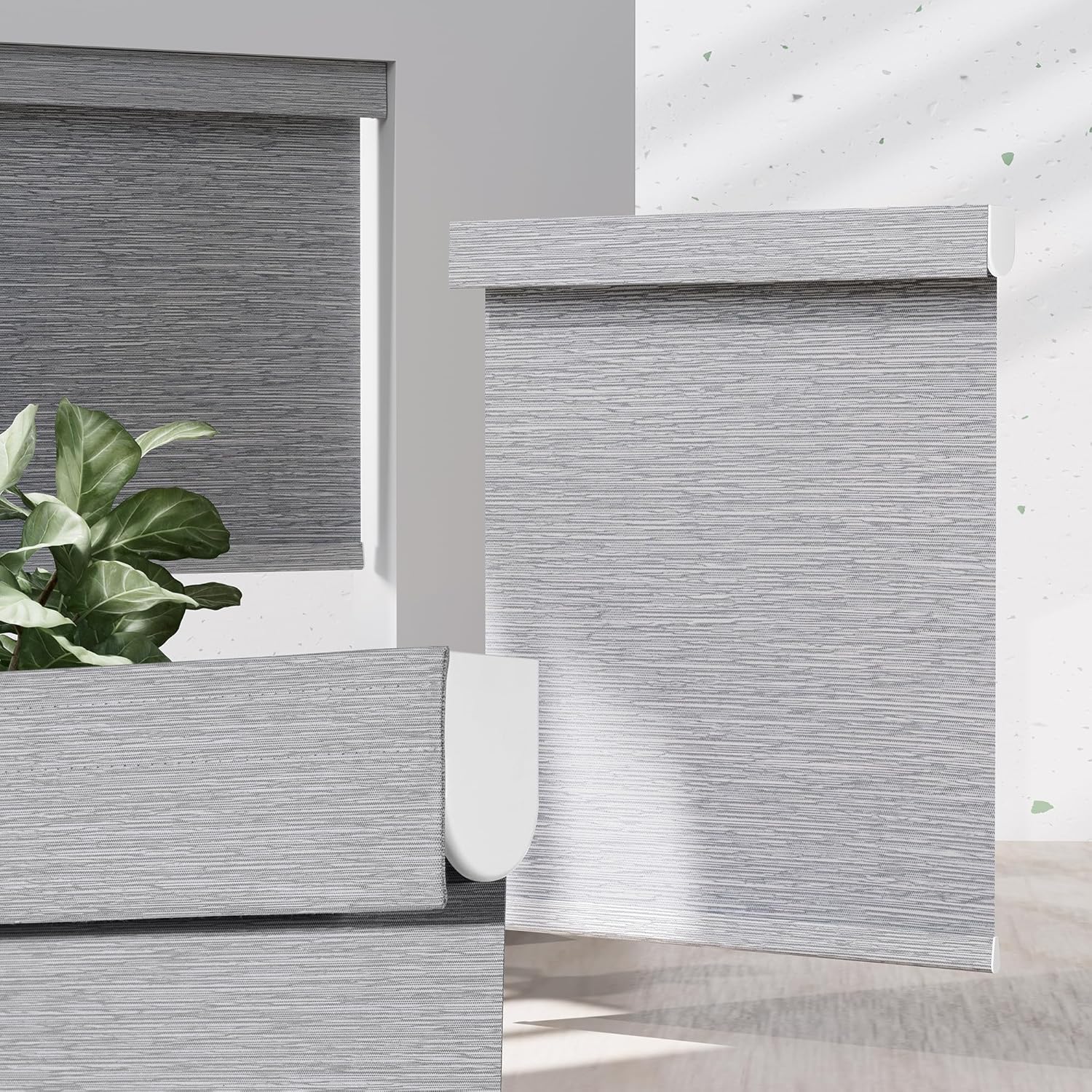 Blackout Roller Shades for Indoor Windows, Cordless Jacquard Fabric-Matched Roller Blinds, Easy to Install Privacy UV Protection Roll Up Blinds for Home Office, Grey, 35" W x 72" H Grey 35"W x 72"H