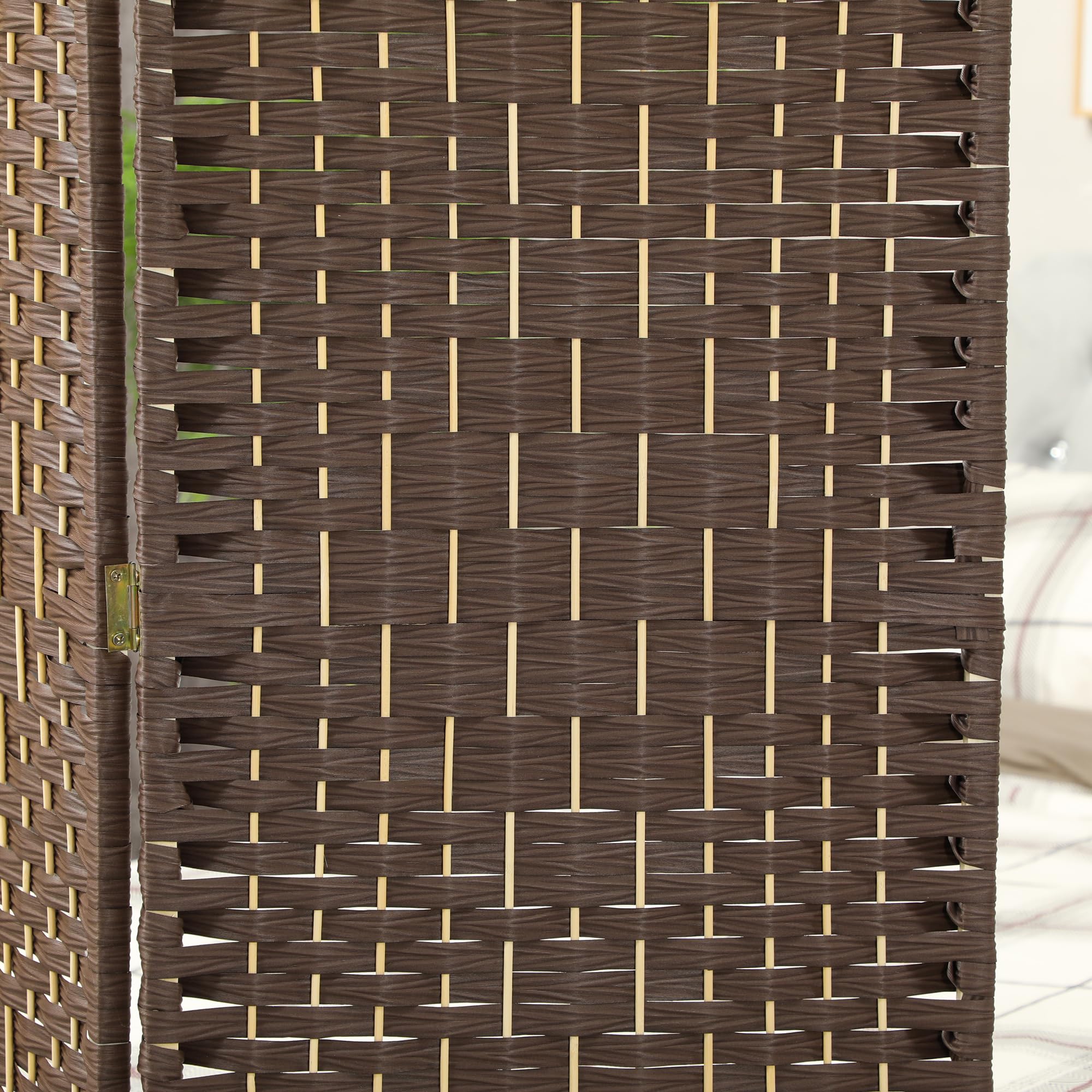 HOMCOM - Biombo Interior de Madera, 3 Paneles, 135 x 180 cm, Separador de habitación Plegable, para Sala de Estar, Dormitorio, casa, marrón