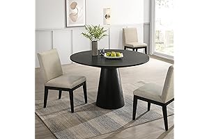 Roundhill Furniture Rocco Contemporary 48" Round Pedestal Dining Table in Ebony