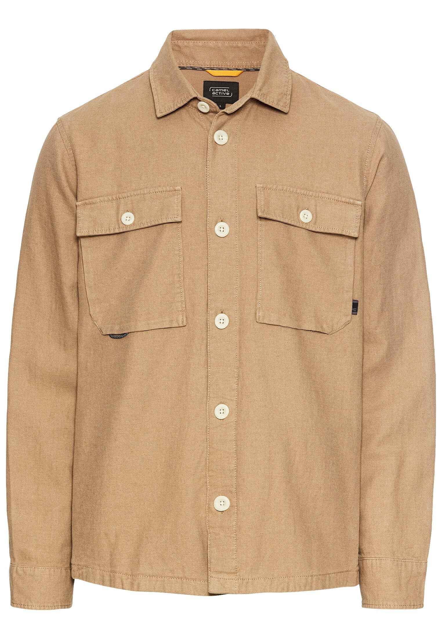 camel active Men's Overshirt Linen Cotton Blend, Brown, XL