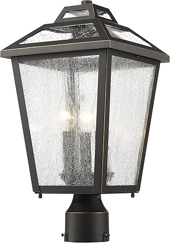 Z-Lite 539phmr-bk bayland 1712" H, 3luz al aire última intervensión Post Mount Luz, NegroTransparente, 539PHMR-ORB