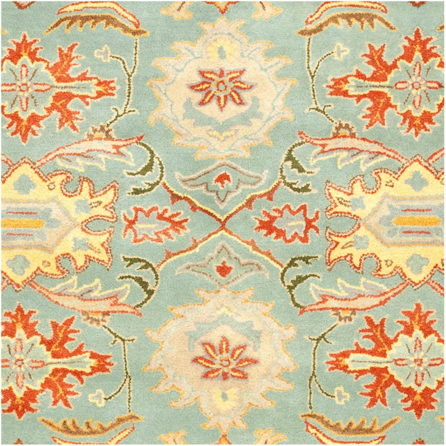 Light Blue and Ivory Hand-Tufted Wool 4' x 6' Area Rug