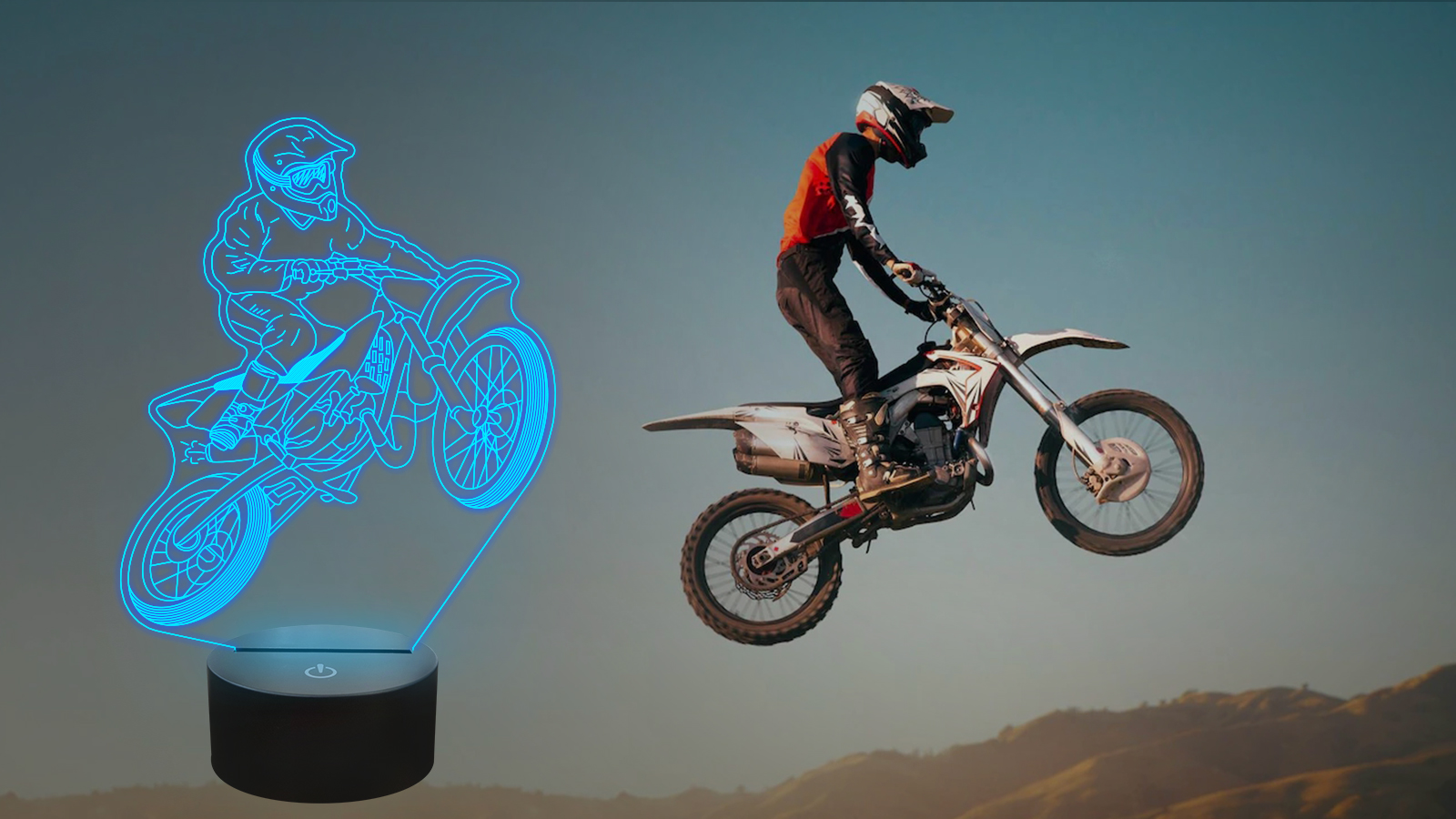 Nachtlampje, touchscreen-nachtlampje, motorfiets, cross, K. Roczen lamp 3D LED illusie, cadeau-idee, Kerstmis, verjaardag, jongens en meisjes, nachtlamp, kinderkamer of volwassene TOP