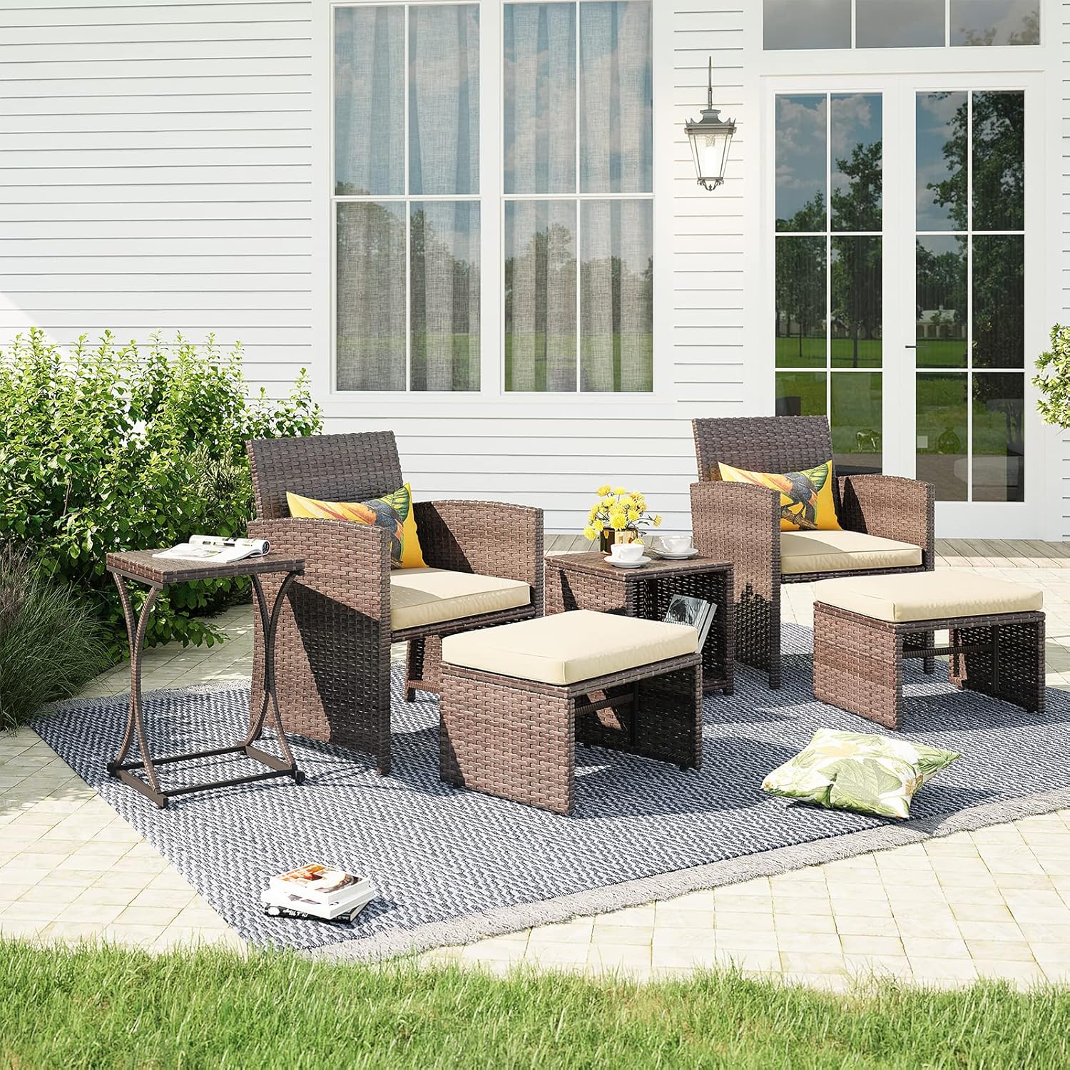 Buy OC OrangeCasual 6 Piece Patio Wicker Furniture Set, Balcony All