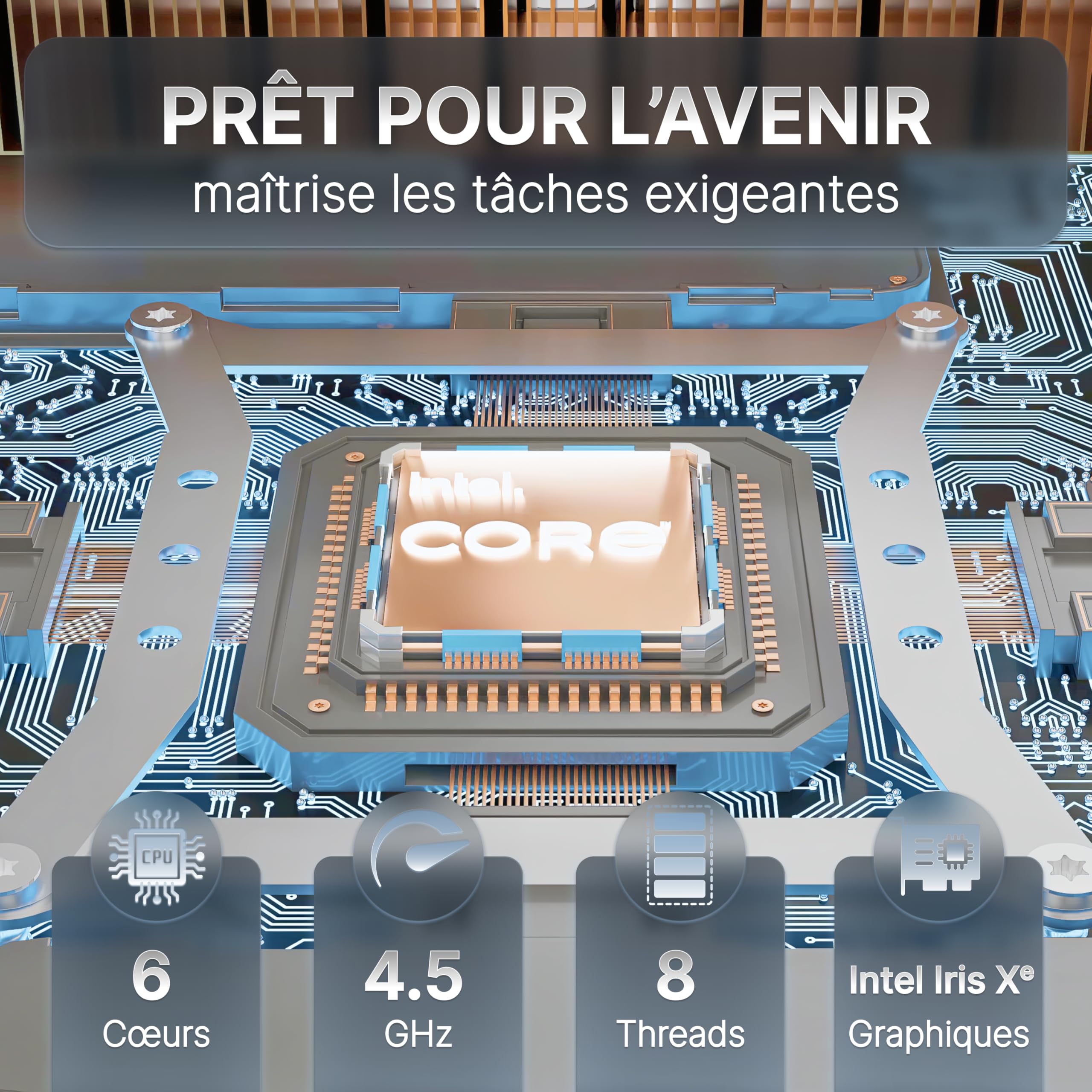Pro • Mini PC Intel® Core™ i3 12ᵉ Génération • 6 Cœurs, jusqu'à 4,4GHz • 8 Go de RAM, 256 Go SSD • WiFi 6E • BT 5.3 • TB 4 • Windows 11 Pro • Micro-Ordinateur pour Maison et Bureau