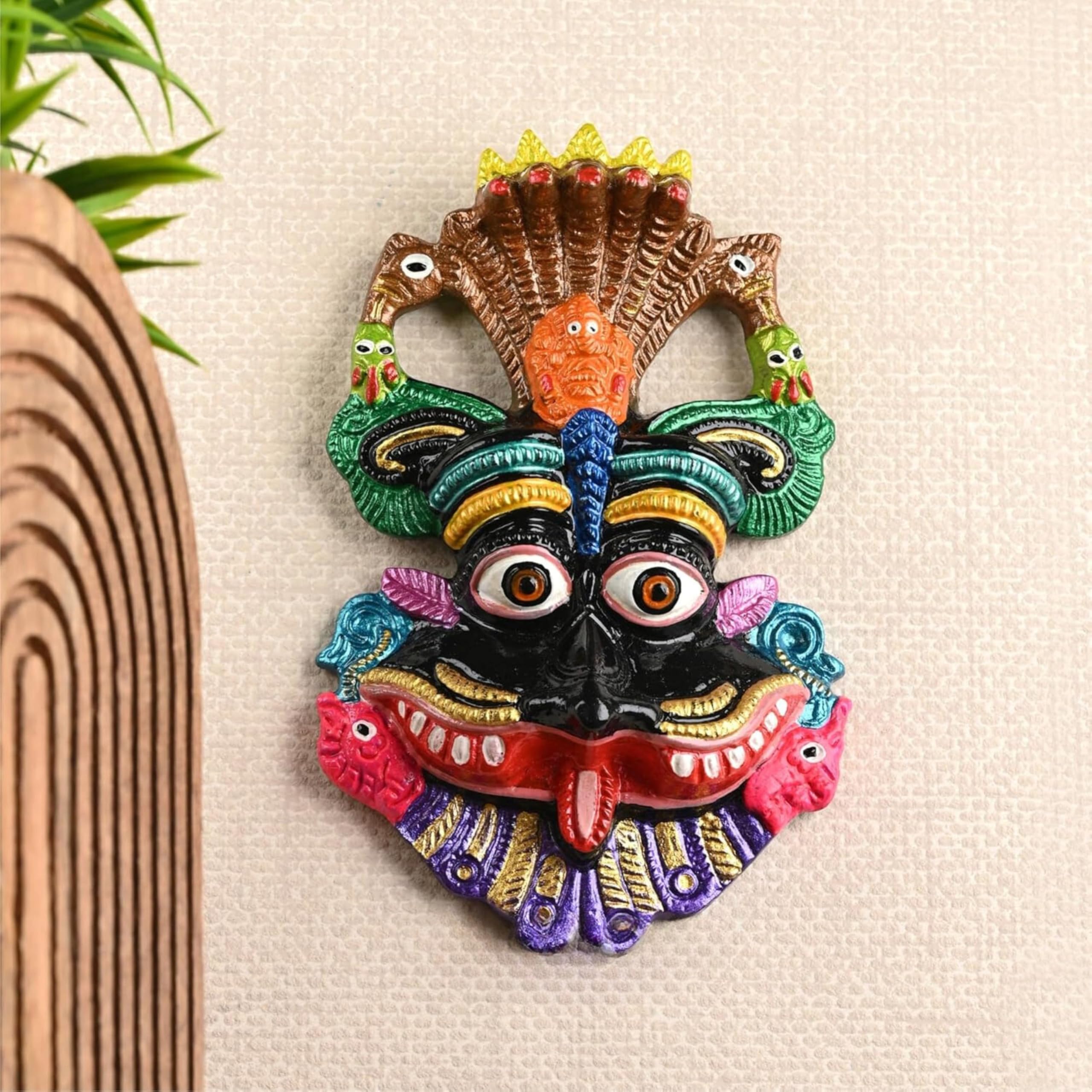 Metal Narsingh Kirtimukha Nazar Battu with Naag Ganesha Suraksha Kawach Mask for Evil Eye Protection for Home Decor, Wall Hanging Office Wall & Door Hanging-image-27