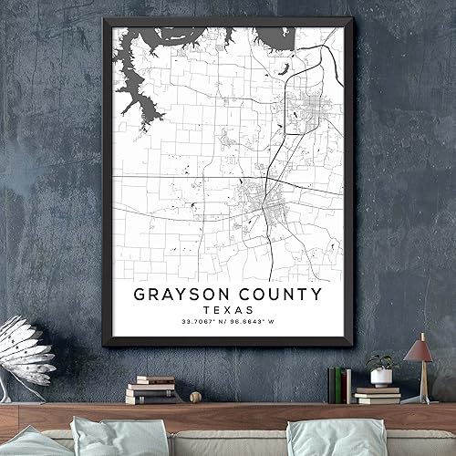 Miniatura 2 de Mapa de Grayson County, Texas, Light 2 (16x20)