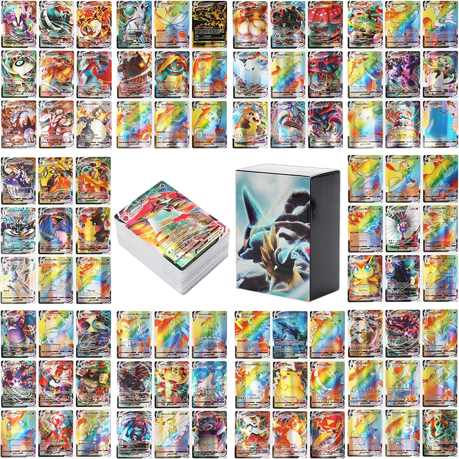 Buy 100 PCS Rare Vmax Cards Box Pack Assorted Rare Cards Including