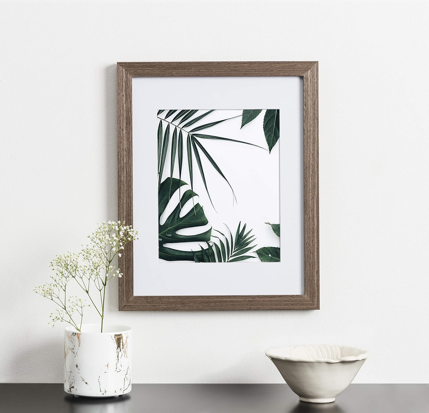 EcoHome 12x16 Picture Frame Walnut Wood - Matted for 8x12, Frames