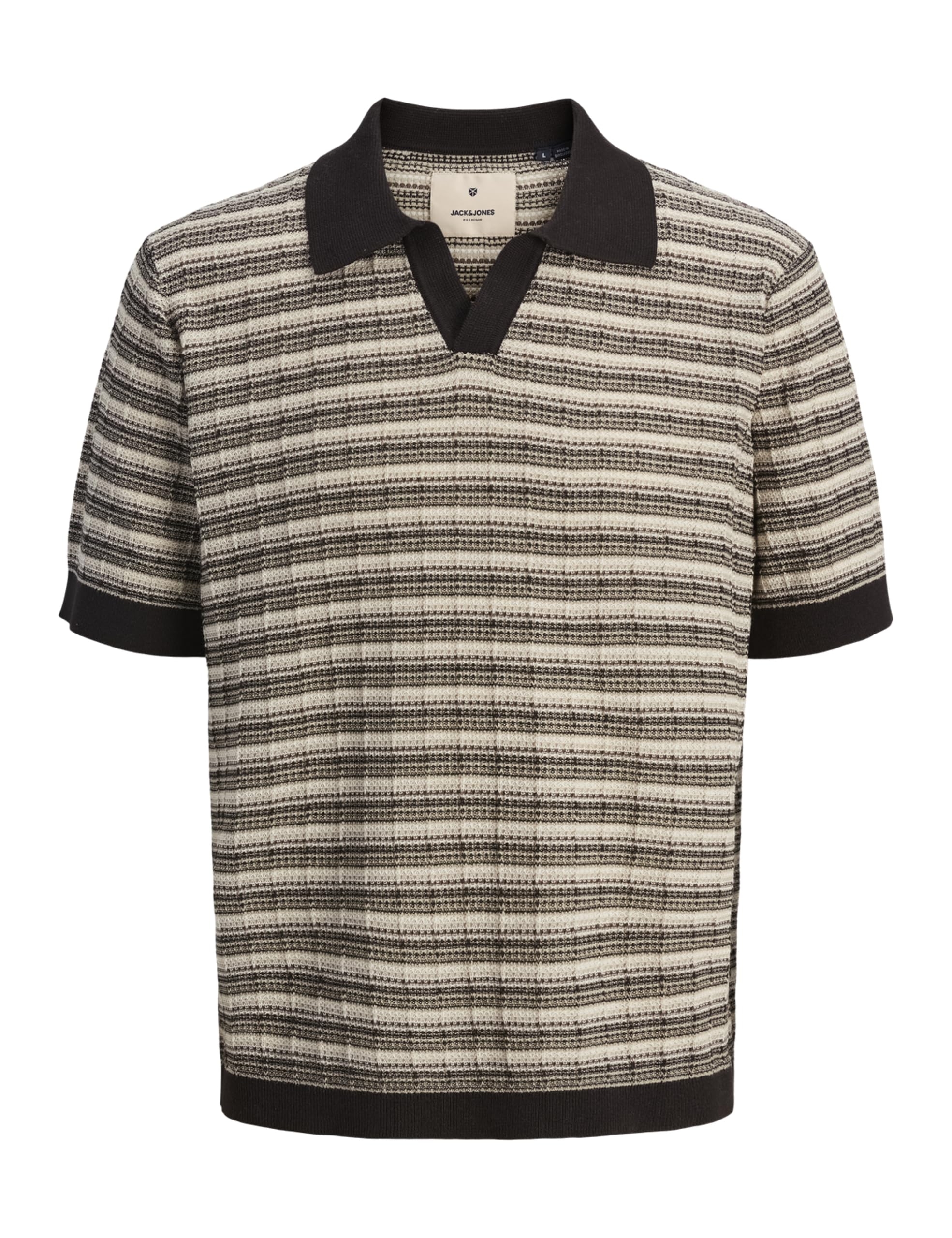 JACK & JONES Jprblujackson Knit Structure Split Neck męski, Rain Drum, M