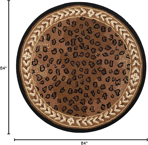 Miniatura 2 de SAFAVIEH Chelsea Collection HK15A - Alfombra redonda de lana francesa de 7 x 7 pies color negro y marrón