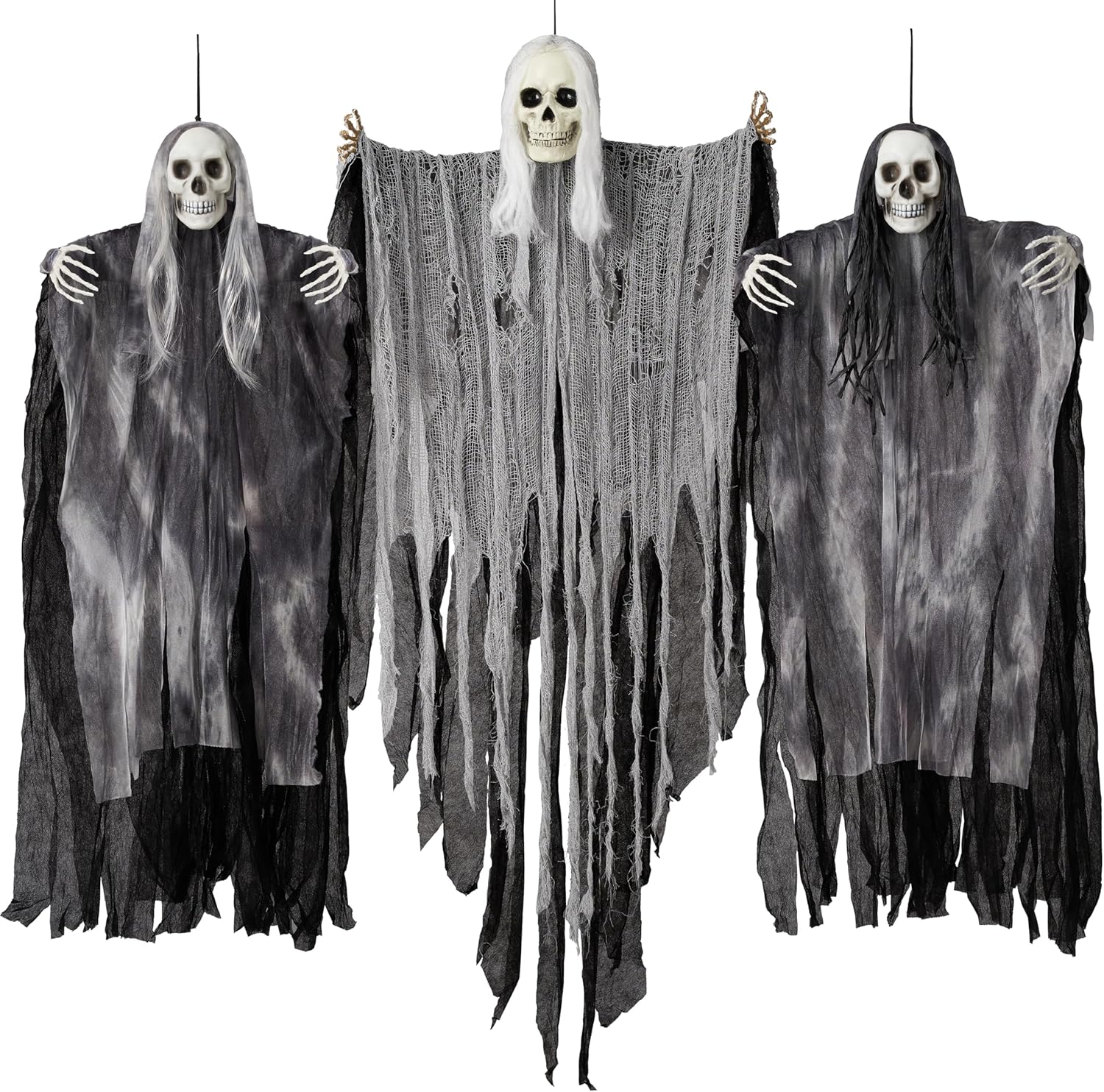 JOYIN 3 Pack Hanging Halloween Skeleton Ghosts Decorations Outdoor, Grim Reapers for Best Halloween Outdoor Decorations, Haunted Haunted House Prop, Party Supplies Scary