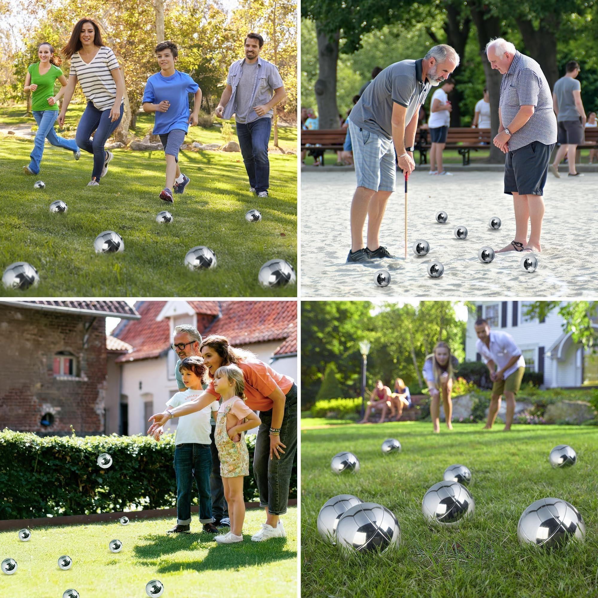 Boule Set 8 Kugeln Metall – Petanque & Boccia Kugeln mit 2 Zielkugeln, Magnetischem Kugelheber, Abstandsmessern & Oxford Tragetasche, Outdoor Gartenspiel für Erwachsene & Familie