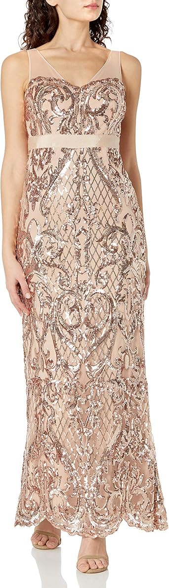 adrianna papell sequin mesh gown