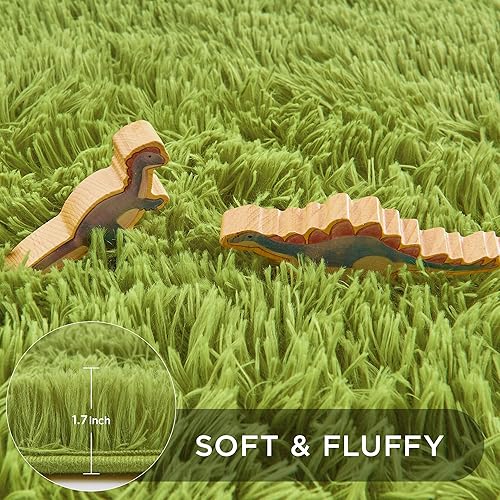 Miniatura 196 de Andency - Tapete de pelo largo sintético de interior, 4 x 6 pies, color gris oscuro estilo teñido anudado, afelpado, suave y mullido