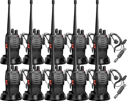 Miniatura 10 de Arcshell Radios bidireccionales recargables de largo alcance con auricular, paquete de 5 unidades Arcshell AR-5 Walkie Talkies batería de iones de