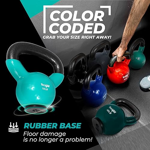 Miniatura 5 de Yes4All Kettlebells Rubber Base, Kettlebell Set for Women, Strength Training Kettlebells Weights (10-65 lbs)