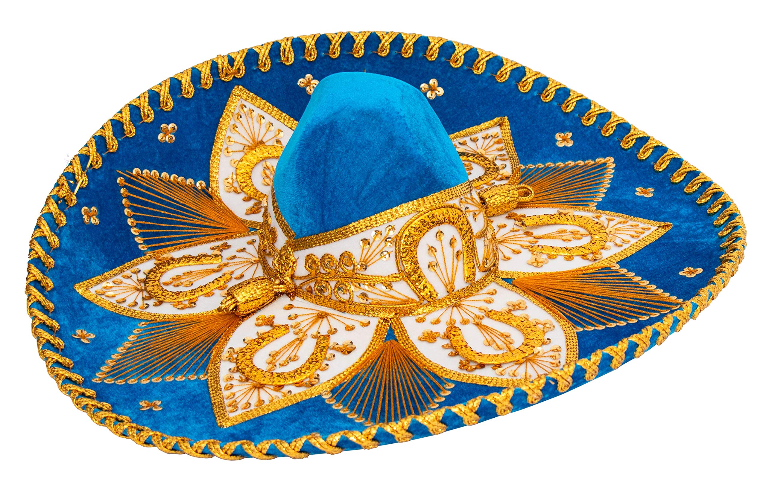 Adult Mexican Charro Hat Velvet Wine/Gold 601775