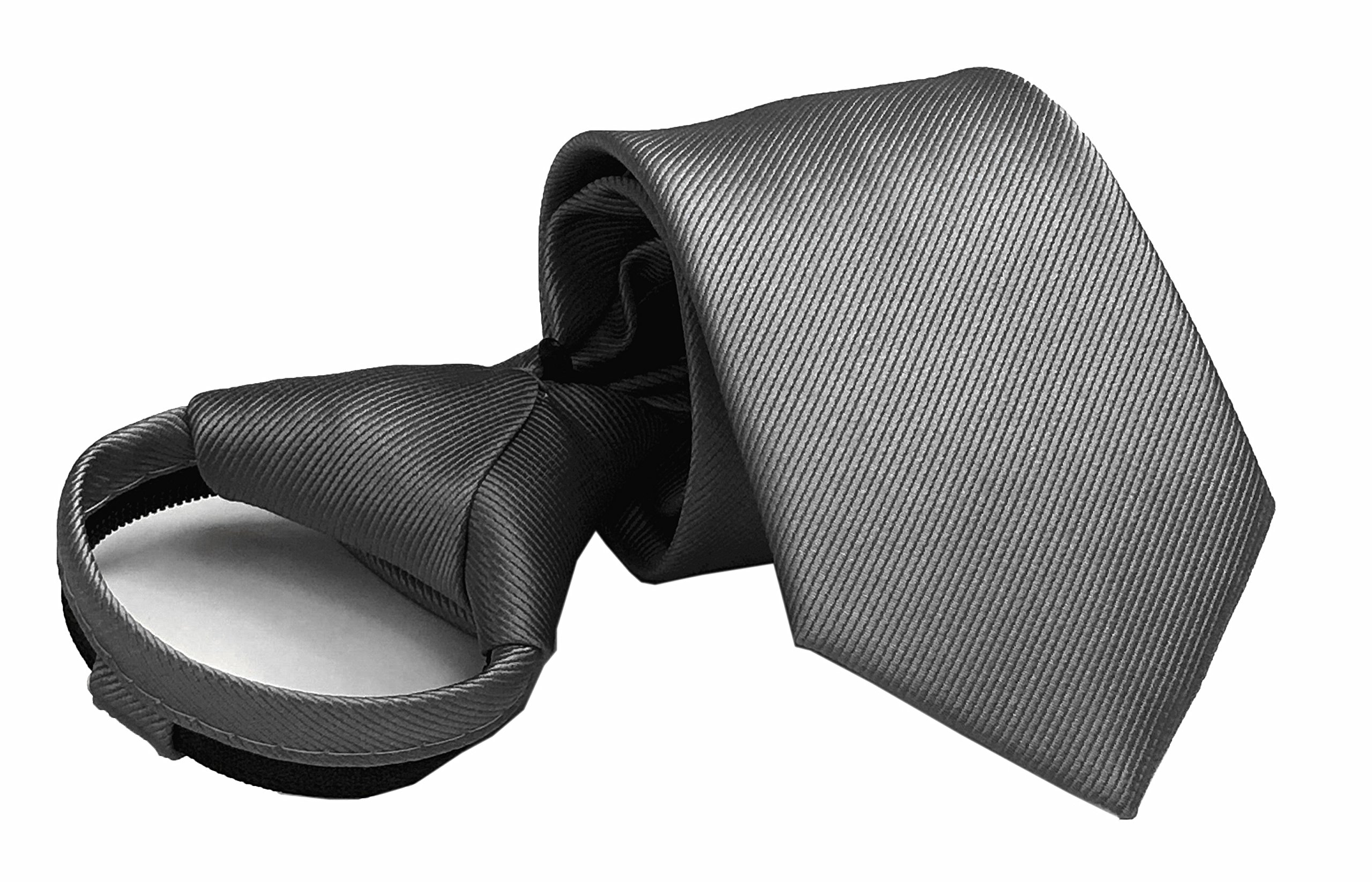 SecdtieMens Boys Skinny Zipper Tie Wedding Solid Color Easier Designer Neckties