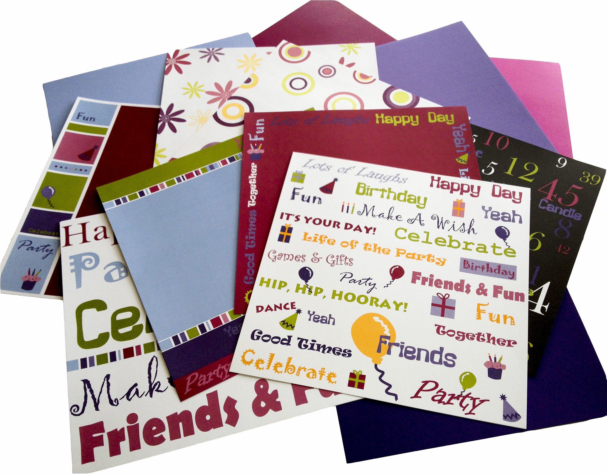 Scrapbook Sally 12-Inch by 12-Inch Birthday Assorted Cardstock Pack