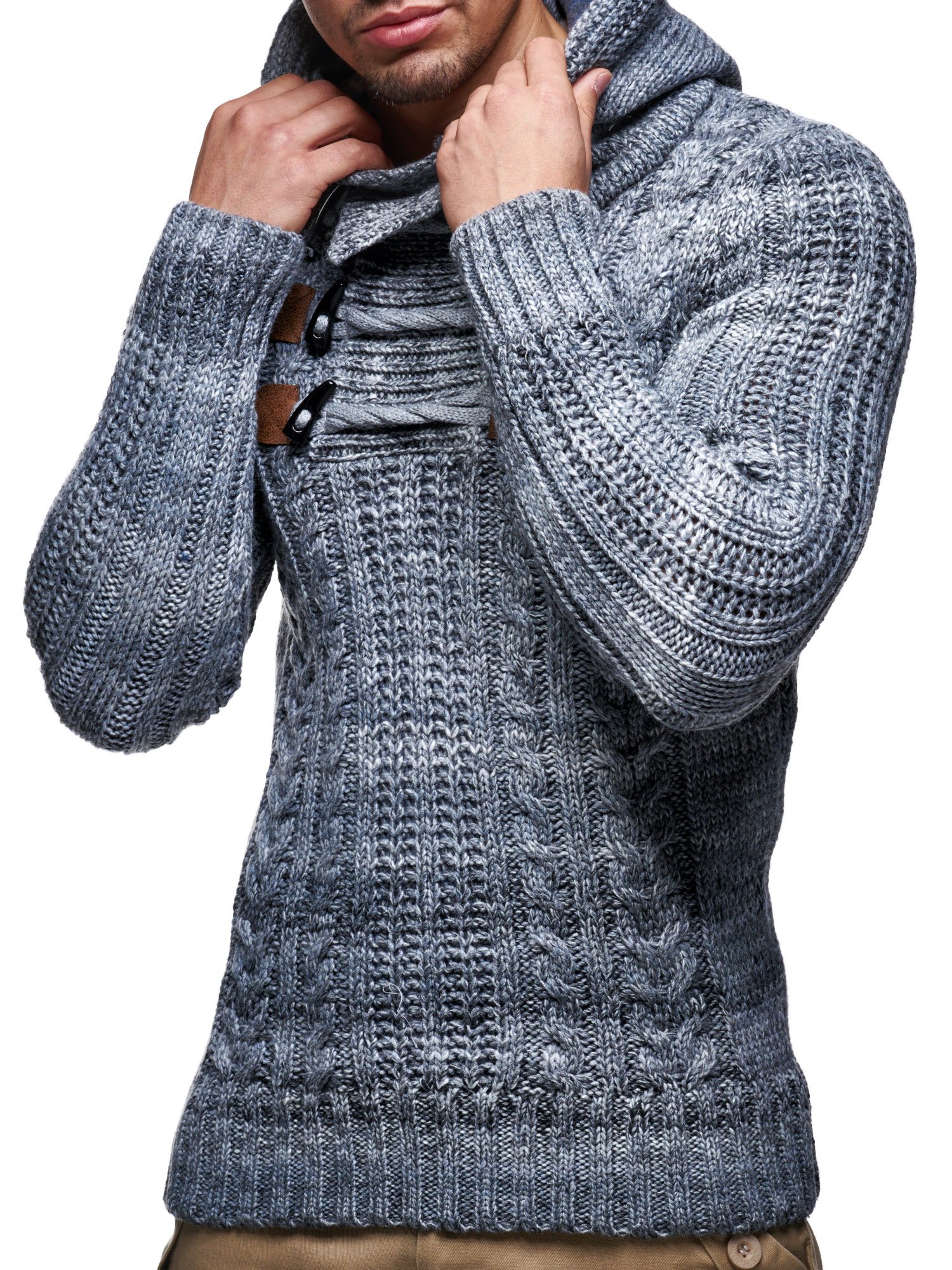 Leif Nelson Maglione con Cappuccio Uomo Felpa a Maglia LN-6004