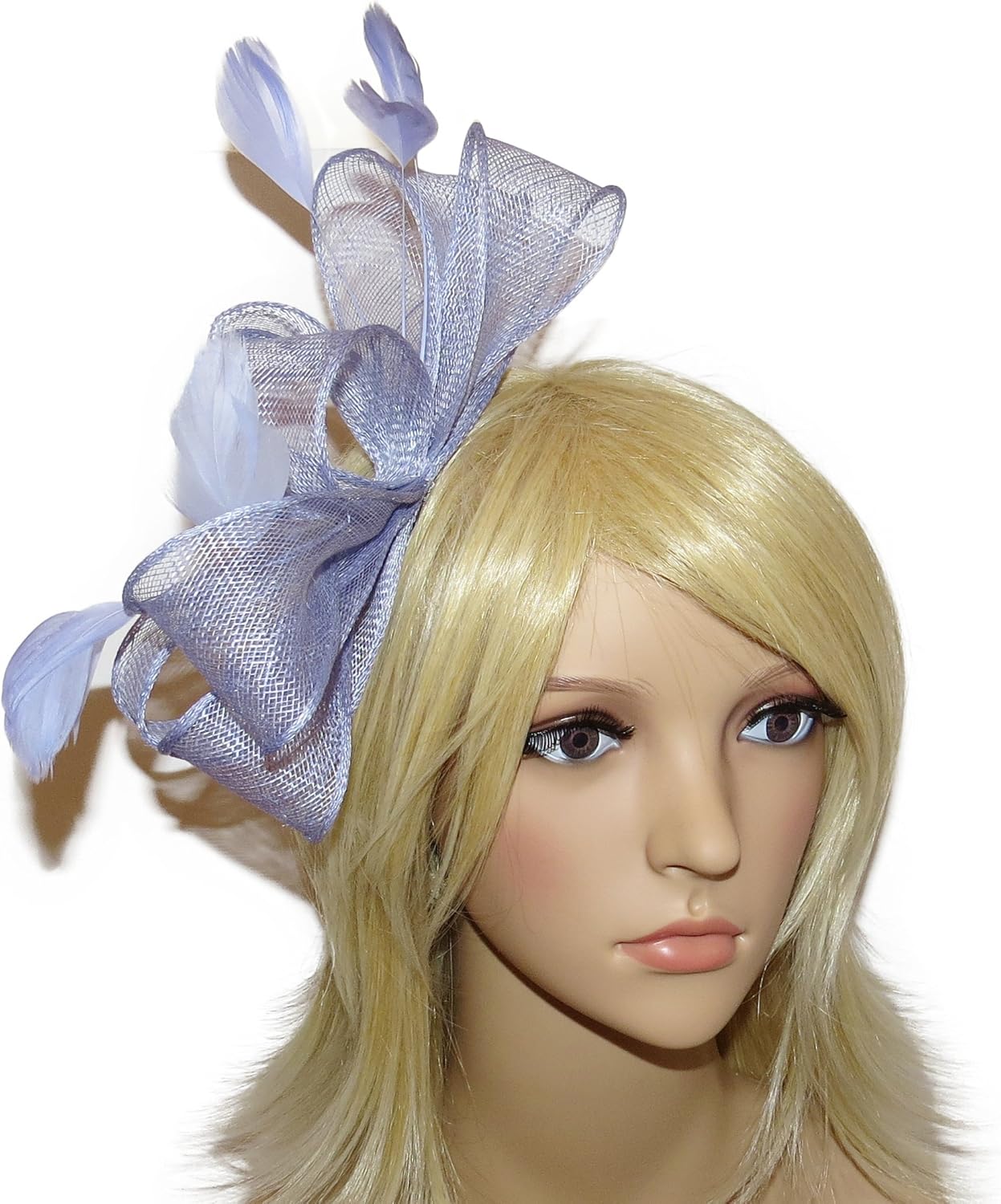 BEAUTIFUL CORNFLOWER BLUE HAIR FASCINATOR ON CLEAR COMB WEDDINGS