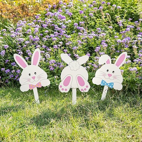 Miniatura 2 de glitzhome Letreros de Pascua de 26 pulgadas de alto, estaca de metal para jardín, camión, decoración de pared o decoración de pie, decoración de