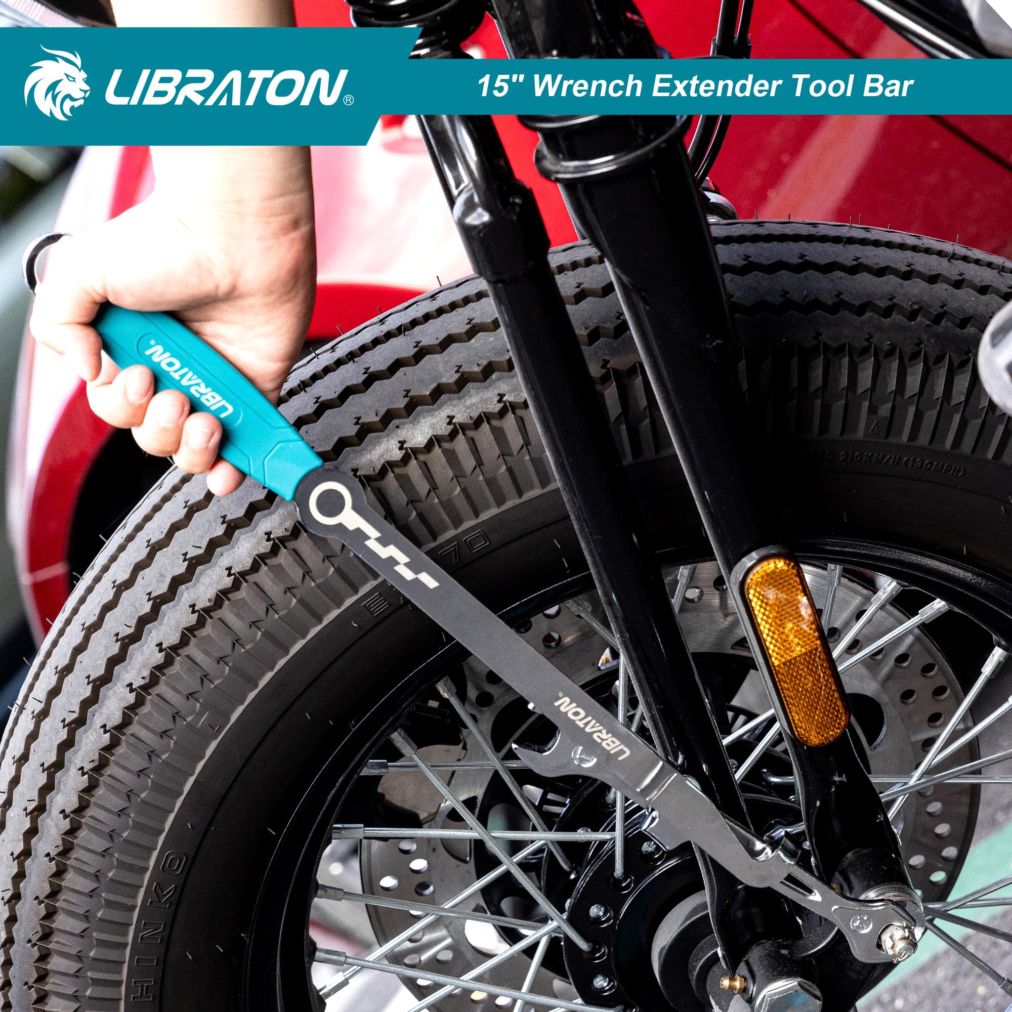 LIBRATON Barra Extensión de Llave de 38 cm, Herramienta Extensora de Llave para Máximo Apalancamiento, Adaptador Extensor de Llave para Reparación y Mecánica Automóviles, con Agarre Antideslizante