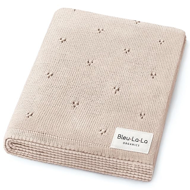 100 Luxury Organic Cotton Pointelle Knit Baby Quilt Blanket Refined Lightweight Heirloom Nursery Essential Pointelle - Oatmeal