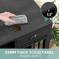 Vista 7 de YITAHOME Soporte de TV doble para perros de 63 pulgadas con toma de corriente, muebles de madera resistente para 2 perros, muebles