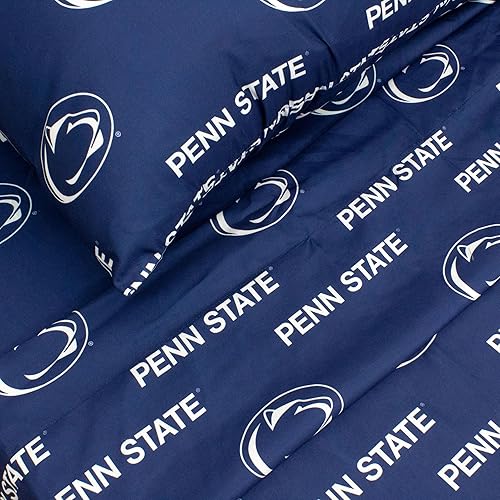 Miniatura 4 de Everything Comfy Penn State Nittany Lions - Juego de sábanas de 3 piezas de tamaño individual fondo de color del equipo 1 sábana encimera 1 sábana