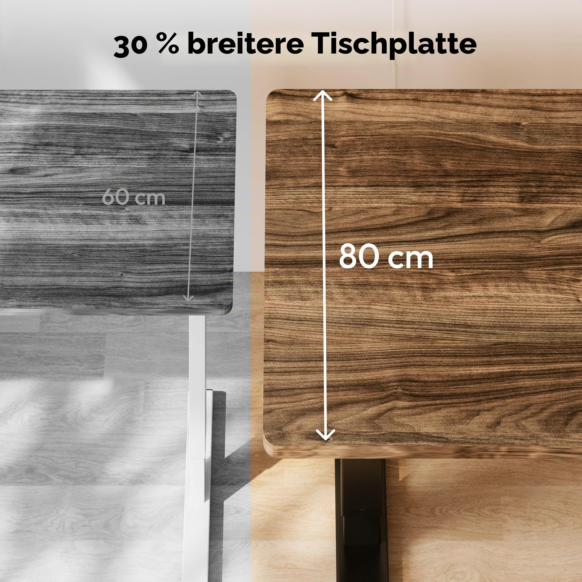 SANODESK Höhenverstellbarer Schreibtisch mit Dual-Motor 180 x 80 cm | Große Arbeitsfläche, 72–121 cm höhenverstellbar, 90 kg belastbar, 4 Speicherpositionen, leiser Antrieb (Braun+Schwarz)