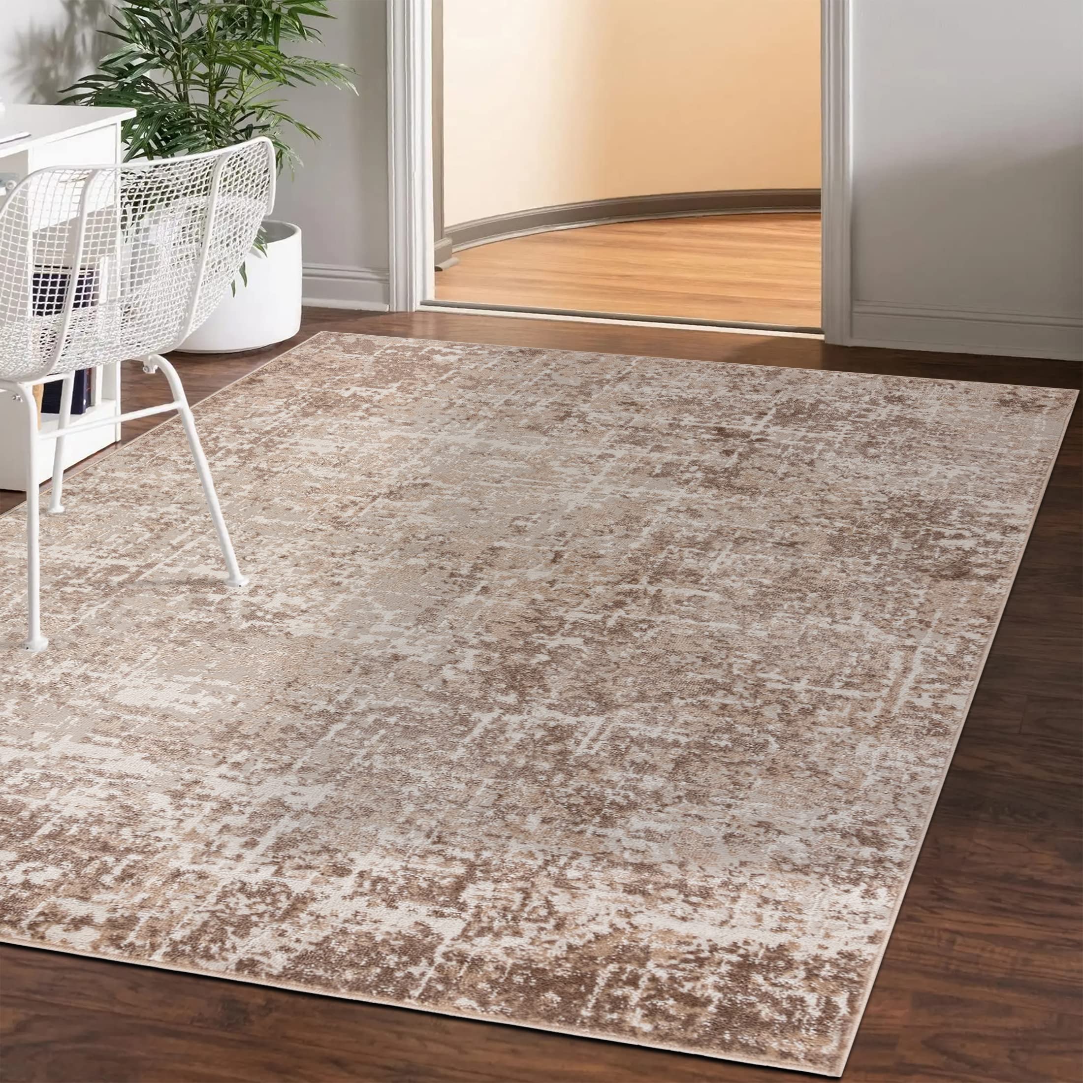 Mazovia Modern Rug - Large Living Room Design - Short Pile - Double Room, Bedroom and Dining Room - Abstract Vintage Pattern - Beige 200x300cm OEKO-TEX STANDARD 100