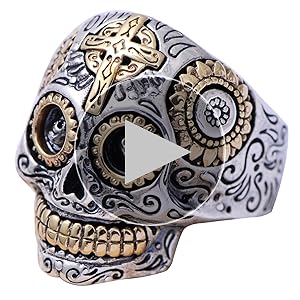 Real 925 Sterling Silver Mexican Sugar Skull Head Ring