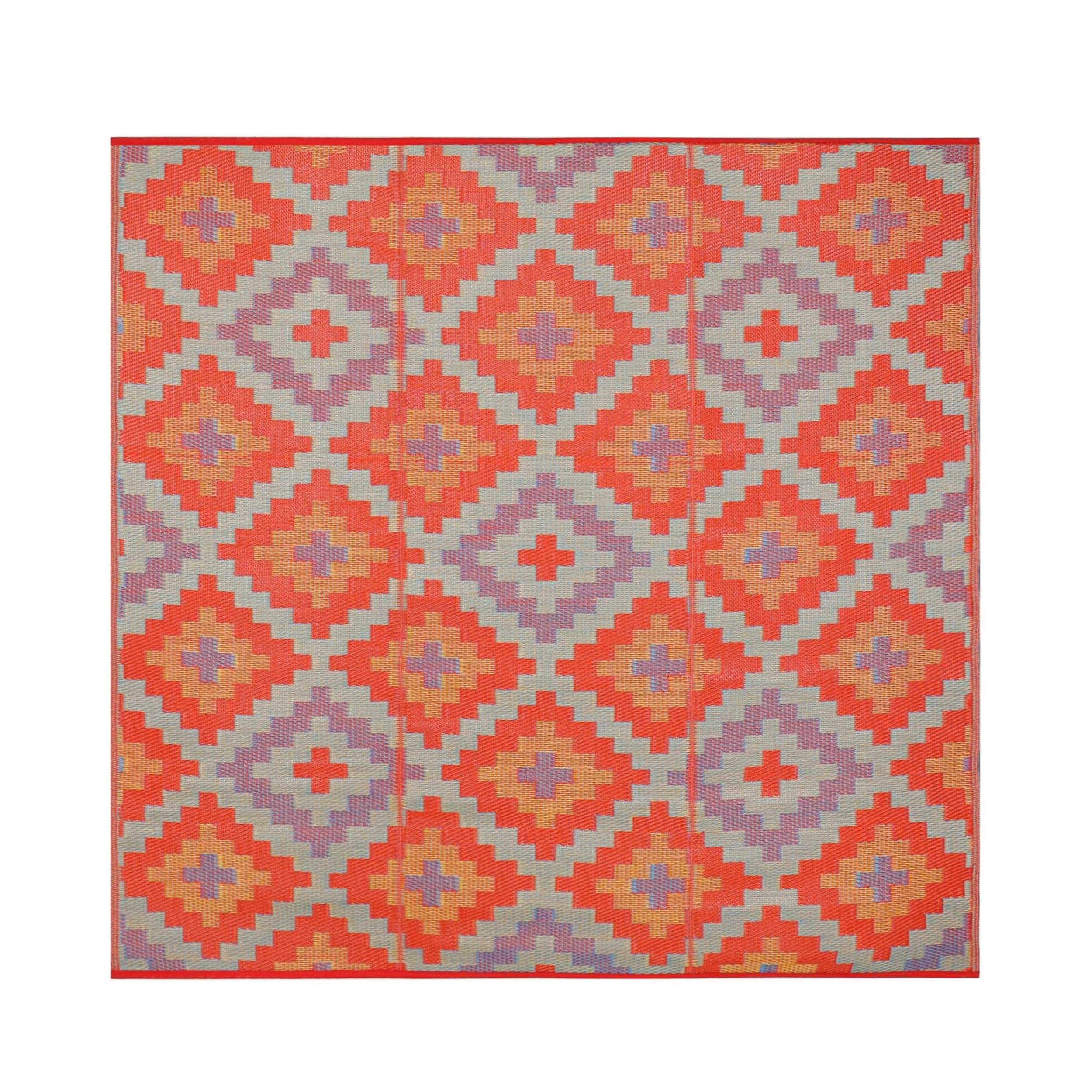 Sapana Carpet-Mats Chatai Mats For Home Multipurpose, Foldable, Reversible Plastic Chatai Rectangular Floor Mat For Sleeping Indoor/Outdoor Use Kilim-04 Orange 6 X 6 (Orange, L 180 Cm X W 180 Cm)-image-8