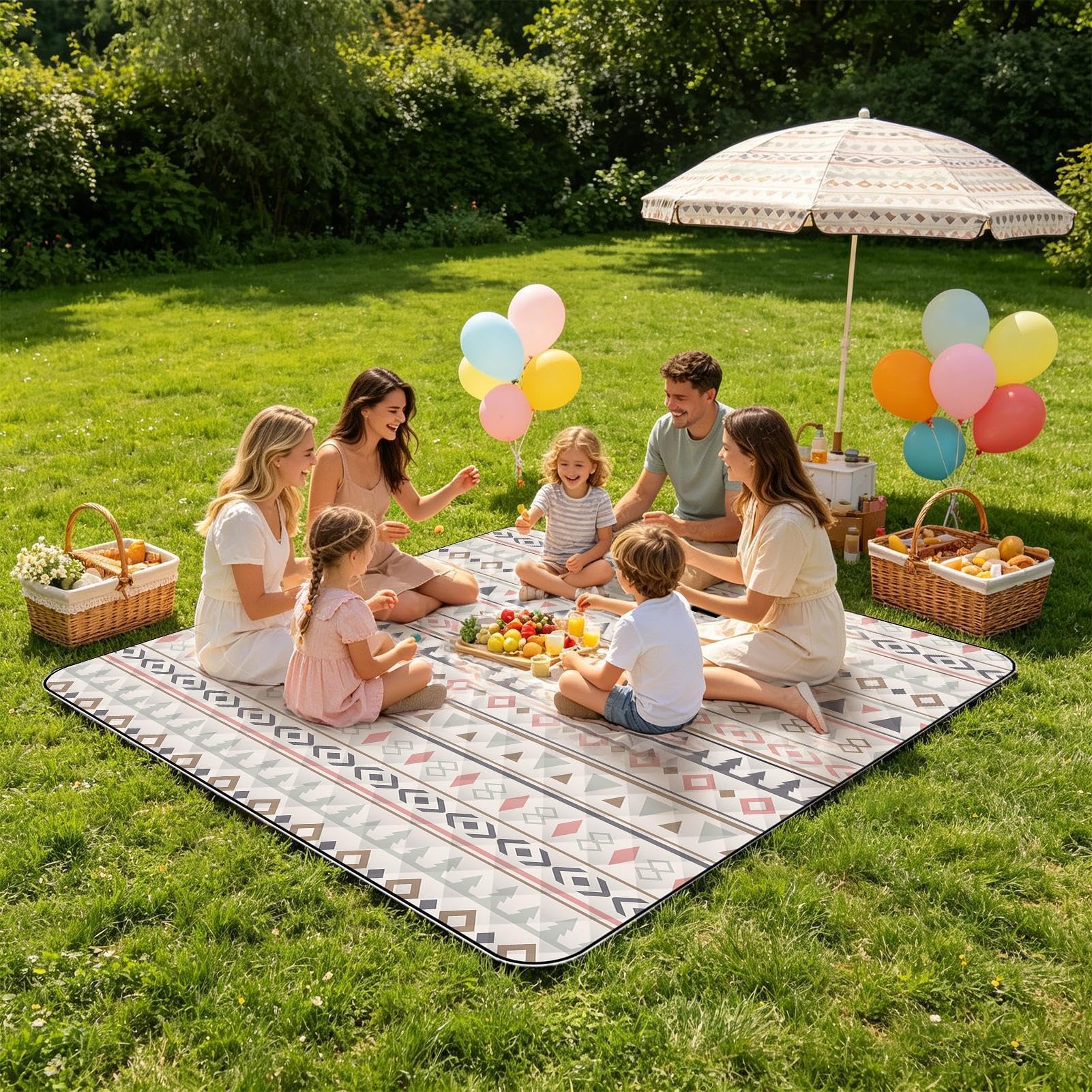Mantas De Picnic 200x200 cm Esterilla Plegable Impermeable y Gruesa | Manta para Exterior de 3 Capas para Camping Aire Libre Viajes Jardín Césped Parque Terraza y Festivales