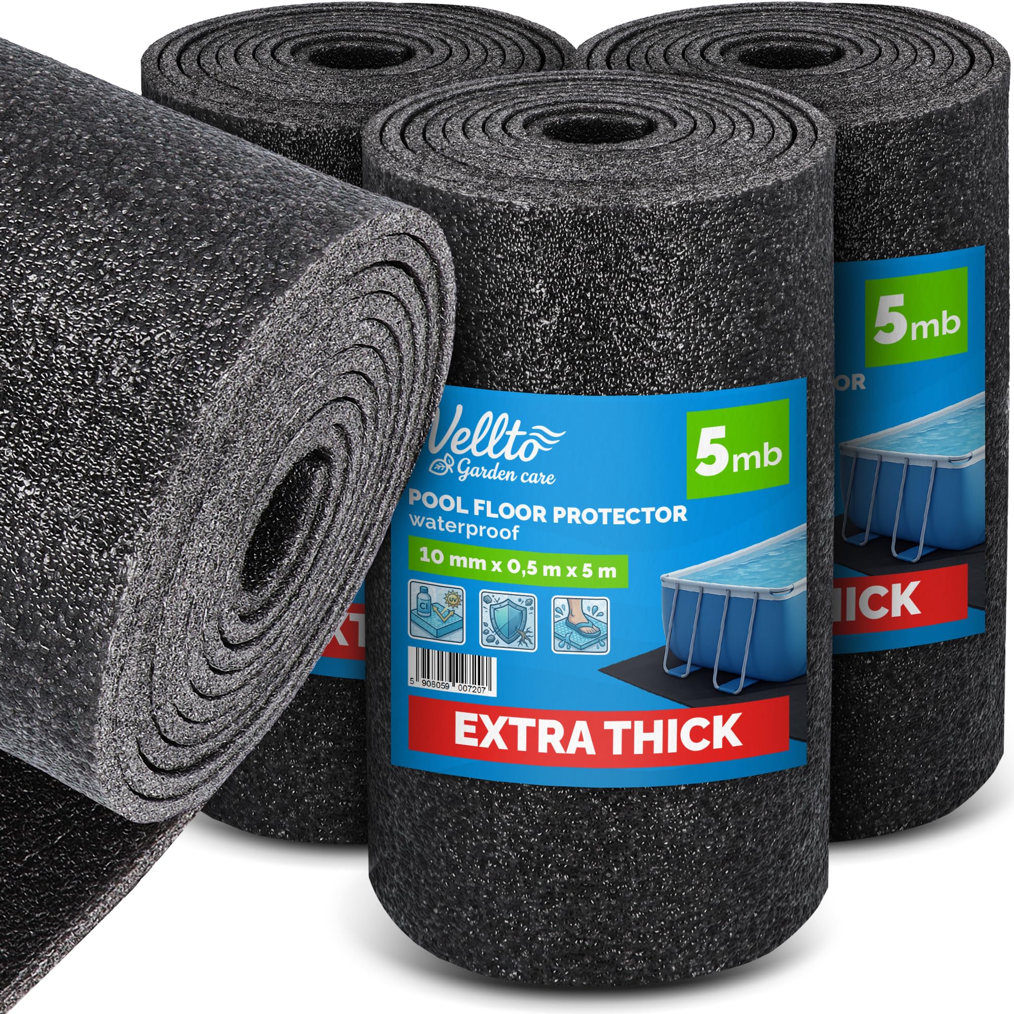 Poolmatte 10 mm 15 m Poolunterlage Unterlage Matte Bodenschutz Bodenschutzmatte Untergrund Schutz Wasserfest Wiederverwendbar Dicke Schaum