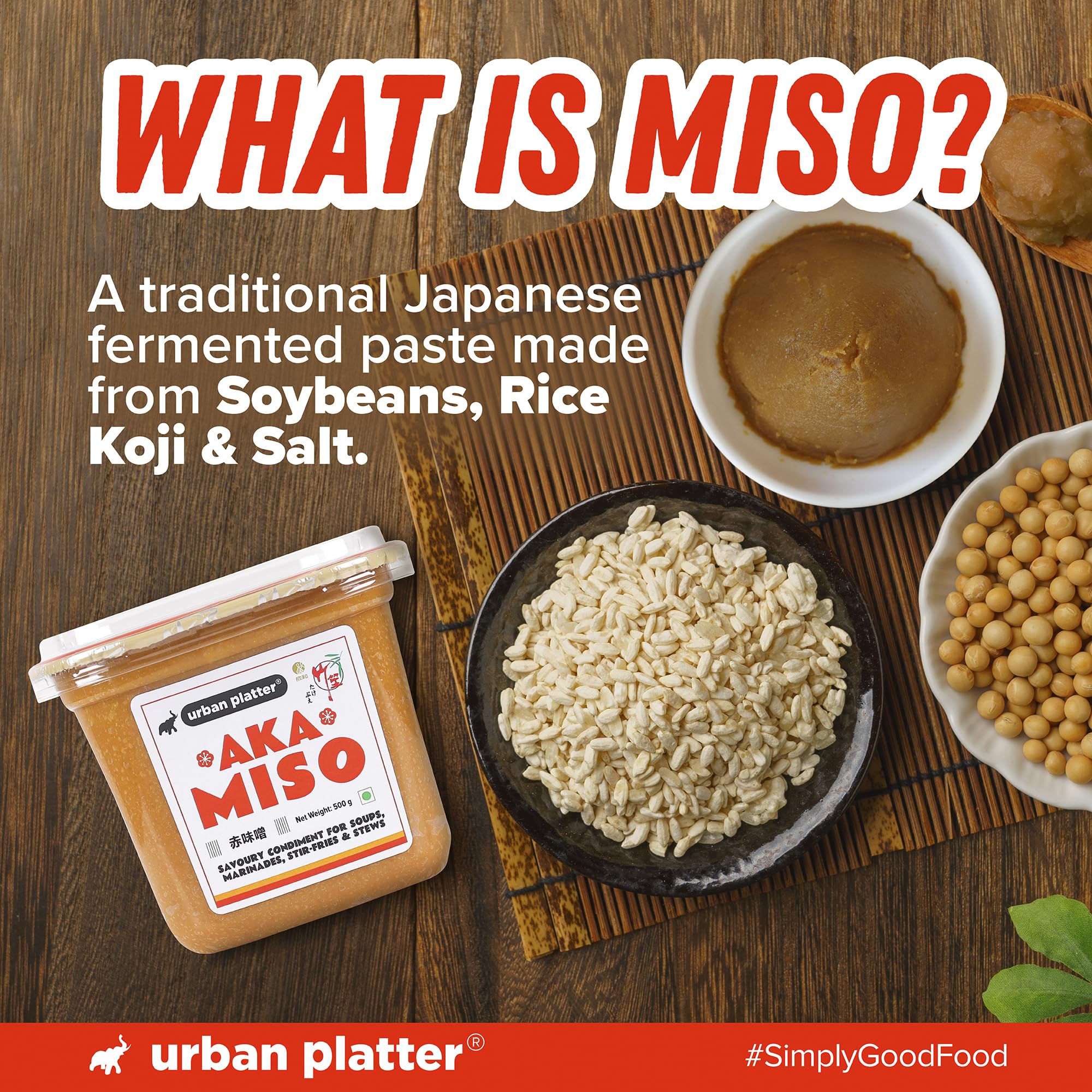 Urban Platter Aka Miso, 500g (Dark Miso | Strong Flavours | Soy