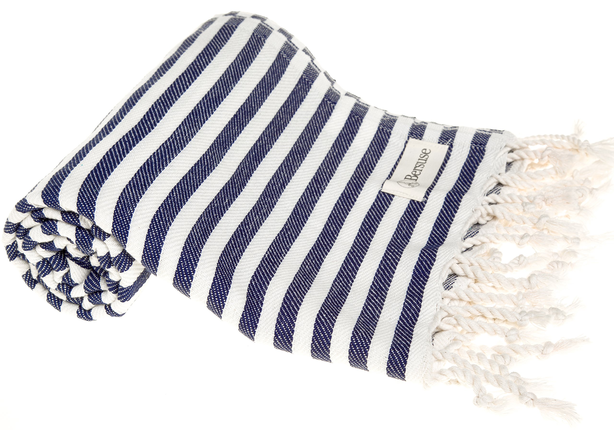 Bersuse Beach Towels Peshtemal Turkish Towels Malibu Premium Turkish Beach Towel - Peshtemal Beach Towel, 100% Cotton, Quick-Dry, Sand-Free,