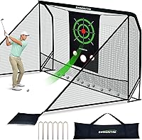 Rallyo 10x7ft Golf Hitting Net for Real Balls - Heavy Duty Backyard Practice Net with Target, Side Barriers & Carry Bag