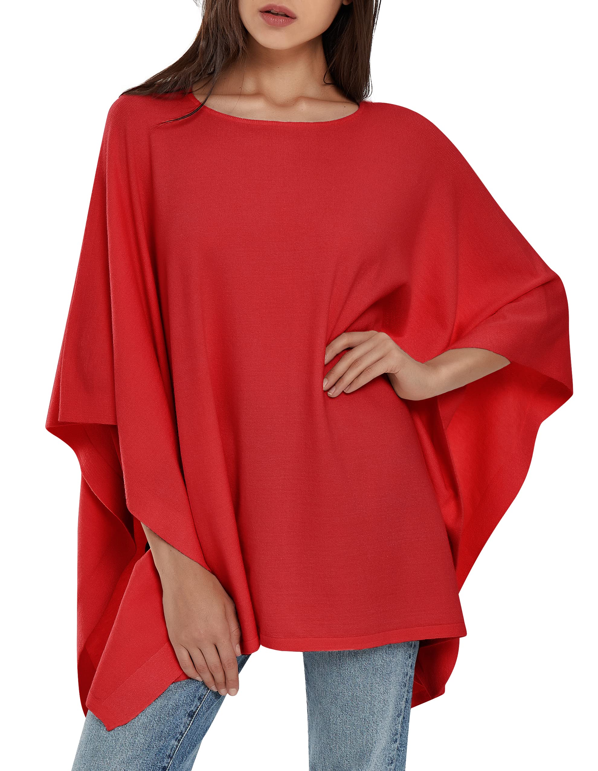 PULI Women's Pullover Poncho Sweater Knit Layering Top Travel