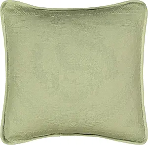King Charles Modern Farmhouse Floral Matelasse Decorative Pillowcase, 100% Cotton Breathable Bedding, Throw Pillow (20" x 20"), Sage