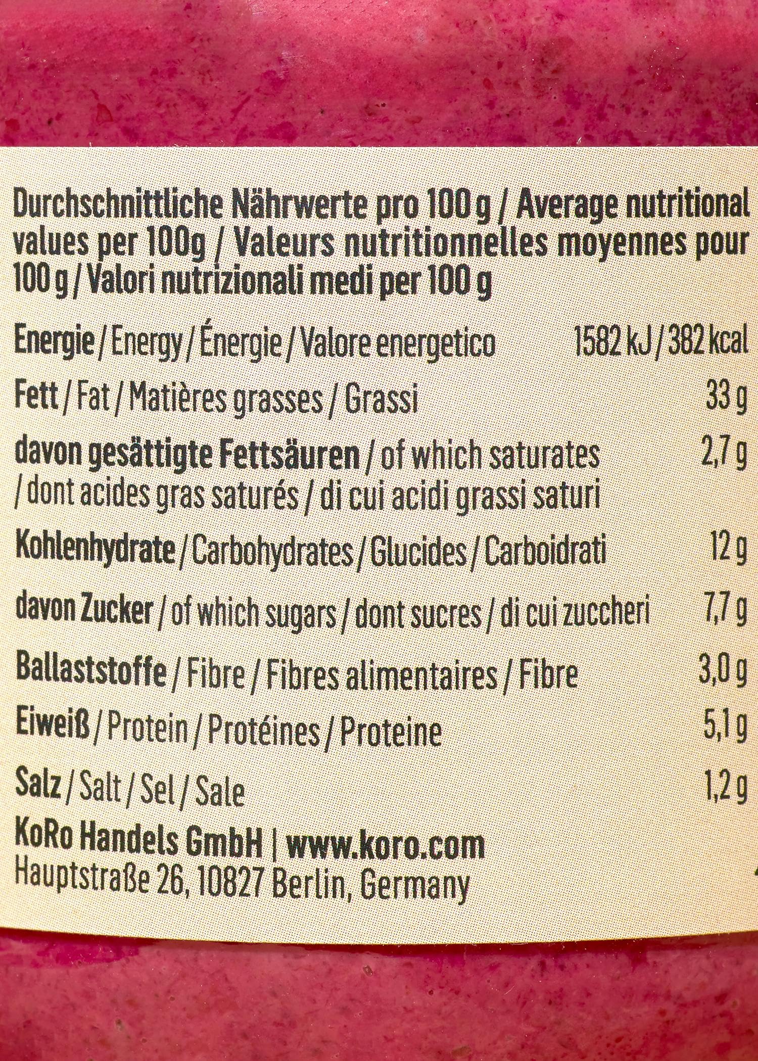 KoRo - Bio Rote Bete Meerrettich Aufstrich 380 g - Auf Sonnenblumenkernbasis - 40 % Gemüseanteil - Vegan