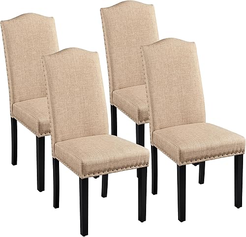 Miniatura 12 de Yaheetech Juego de 6 sillas Parson sin brazos con patas de madera de goma y tela no tejida para cocina, comedor, sala de estar, recepción, color